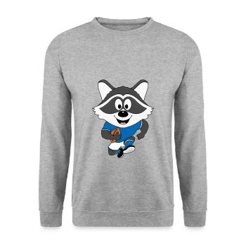 AMERICAN FOOTBALL - WASCHBÄR - TIER - SPORT - Unisex Pullover - Weißgrau meliert - Vorne - Alina (178cm) & Michal (187cm)