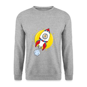 WELTRAUM - RAUMSCHIFF - ASTRONAUT - Unisex Pullover - Weißgrau meliert - Vorne - Alina (178cm) & Michal (187cm)