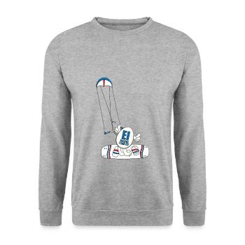 KITE - KITER - KITESURFEN - EI BELIEVE I CAN FLY - Unisex Pullover - Weißgrau meliert - Vorne - Alina (178cm) & Michal (187cm)