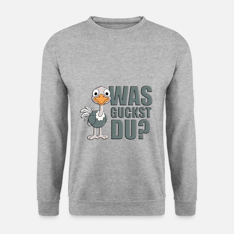 STRAUß - TIER - TIERISCH - TIERE - Unisex Pullover - Weißgrau meliert
