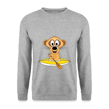 KAJAK - KANU - WASSERSPORT - SPORT - ERDMÄNNCHEN - Unisex Pullover - Weißgrau meliert - Vorne - Alina (178cm) & Michal (187cm)