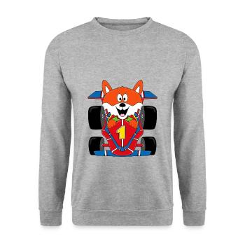 FUCHS - MOTORSPORT - AUTO - RENNWAGEN - SPORT - Unisex Pullover - Weißgrau meliert - Vorne - Alina (178cm) & Michal (187cm)