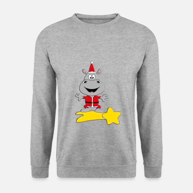 STERNSCHNUPPE - NILPFERD - WEIHNACHTEN - Unisex Pullover - Weißgrau meliert