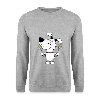 HUND - WUNDERKERZEN - NEUJAHR - SILVESTER - TIER - Unisex Pullover - Weißgrau meliert - Vorne - Alina (178cm) & Michal (187cm)