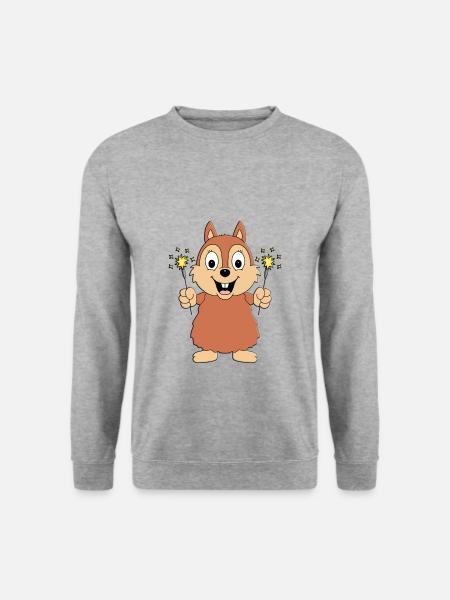 WUNDERKERZEN - NEUJAHR - SILVESTER - EICHHÖRNCHEN - Unisex Pullover - Weißgrau meliert