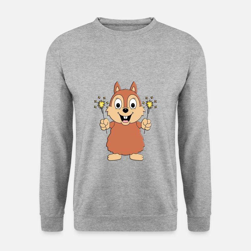 WUNDERKERZEN - NEUJAHR - SILVESTER - EICHHÖRNCHEN - Unisex Pullover - Weißgrau meliert