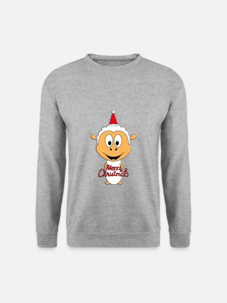 MERRY CHRISTMAS - SCHAF - FROHE WEIHNACHTEN - TIER - Unisex Pullover - Weißgrau meliert