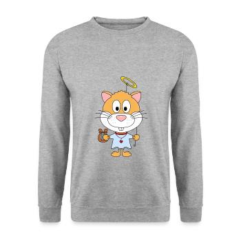 ENGEL - HAMSTER - TIER - TIERISCH - Unisex Pullover - Weißgrau meliert - Vorne - Alina (178cm) & Michal (187cm)