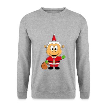 WEIHNACHTSMANN - SCHAF - WEIHNACHTEN - TIERISCH - Unisex Pullover - Weißgrau meliert - Vorne - Alina (178cm) & Michal (187cm)