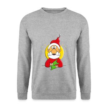 WEIHNACHTSMANN - WEIHNACHTEN - Unisex Pullover - Weißgrau meliert - Vorne - Alina (178cm) & Michal (187cm)