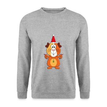 MEERSCHWEINCHEN - ZUCKERSTANGEN - WEIHNACHTEN - Unisex Pullover - Weißgrau meliert - Vorne - Alina (178cm) & Michal (187cm)