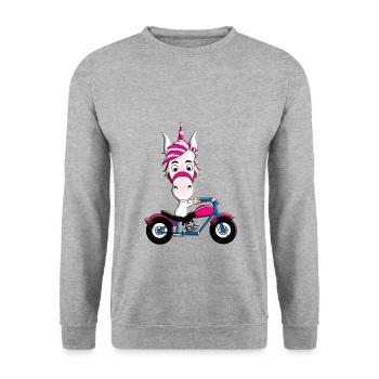 MOTORRAD - BIKER - EINHORN - Unisex Pullover - Weißgrau meliert - Vorne - Alina (178cm) & Michal (187cm)