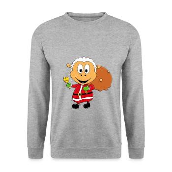 SCHAF - WEIHNACHTSMANN - TIER - TIERISCH - Unisex Pullover - Weißgrau meliert - Vorne - Alina (178cm) & Michal (187cm)