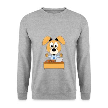 HUND - ARBEIT - JOB - CHEF - MITARBEITER - Unisex Pullover - Weißgrau meliert - Vorne - Alina (178cm) & Michal (187cm)