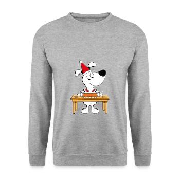 KEKSE - BACKEN - WEIHNACHTEN - HUND - TIERISCH - Unisex Pullover - Weißgrau meliert - Vorne - Alina (178cm) & Michal (187cm)
