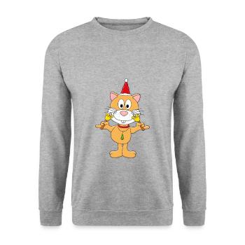 GLOCKEN - HAMSTER - TIER - TIERISCH - Unisex Pullover - Weißgrau meliert - Vorne - Alina (178cm) & Michal (187cm)