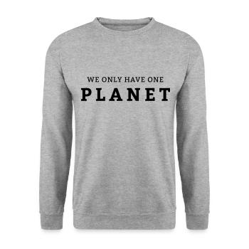 Wir haben nur ein Planet Erde - Unisex Pullover - Weißgrau meliert - Vorne - Alina (178cm) & Michal (187cm)