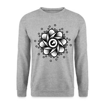 Lotus Blüte Mandala Ornament Buddhismus - Blume - Unisex Pullover - Weißgrau meliert - Vorne - Alina (178cm) & Michal (187cm)