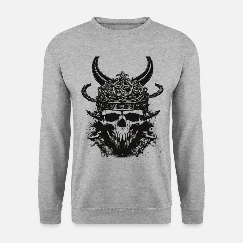 Wikinger Schädel Valhalla Viking - Unisex Pullover - Weißgrau meliert