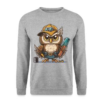 Owl Wood Works - Sweat-shirt Unisexe - gris chiné - Devant - Alina (178cm) & Michal (187cm)