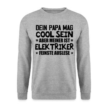 Elektriker Dein Papa Mag Cool Sein Elektrik Beruf - Unisex Pullover - Weißgrau meliert - Vorne - Alina (178cm) & Michal (187cm)