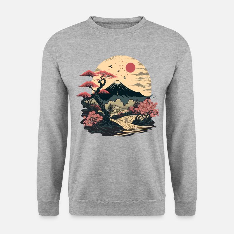 Asiatische Landschaft - Unisex Pullover - Weißgrau meliert