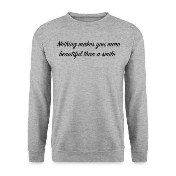 Nothing makes you more beautiful than a smile - Unisex Sweatshirt - salt & pepper - Front - Alina (178cm) & Michal (187cm)