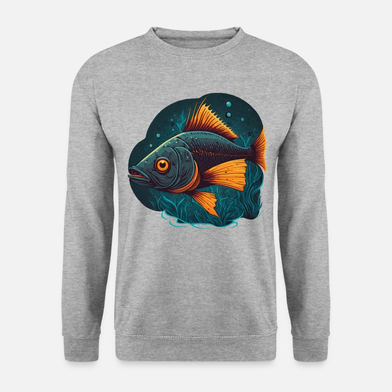 Hässlicher Fisch - Unisex Pullover - Weißgrau meliert