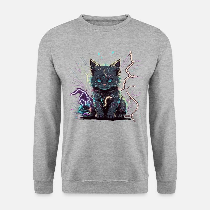 Beast Electric Cat - Unisex Pullover - Weißgrau meliert
