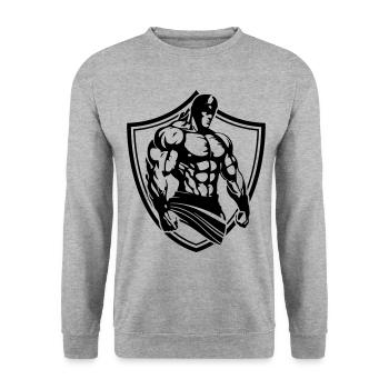 Gladiator Muscles Musculation Gym - Sweat-shirt Unisexe - gris chiné - Devant - Alina (178cm) & Michal (187cm)