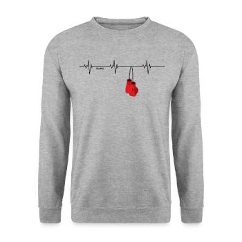 Boxen Boxing Kampfsport Training Herzschlag Hobby - Unisex Pullover - Weißgrau meliert - Vorne - Alina (178cm) & Michal (187cm)