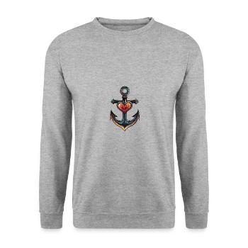 Anchor Heart - Unisex Sweatshirt - salt & pepper - Front - Alina (178cm) & Michal (187cm)