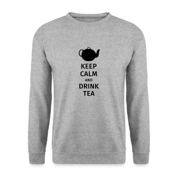 keep calm and drink tea - Unisex Pullover - Weißgrau meliert - Vorne - Alina (178cm) & Michal (187cm)