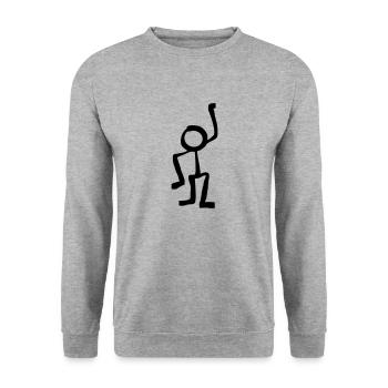 Dessin Cool figure de bâton en mouvement d'action - Sweat-shirt Unisexe - gris chiné - Devant - Alina (178cm) & Michal (187cm)