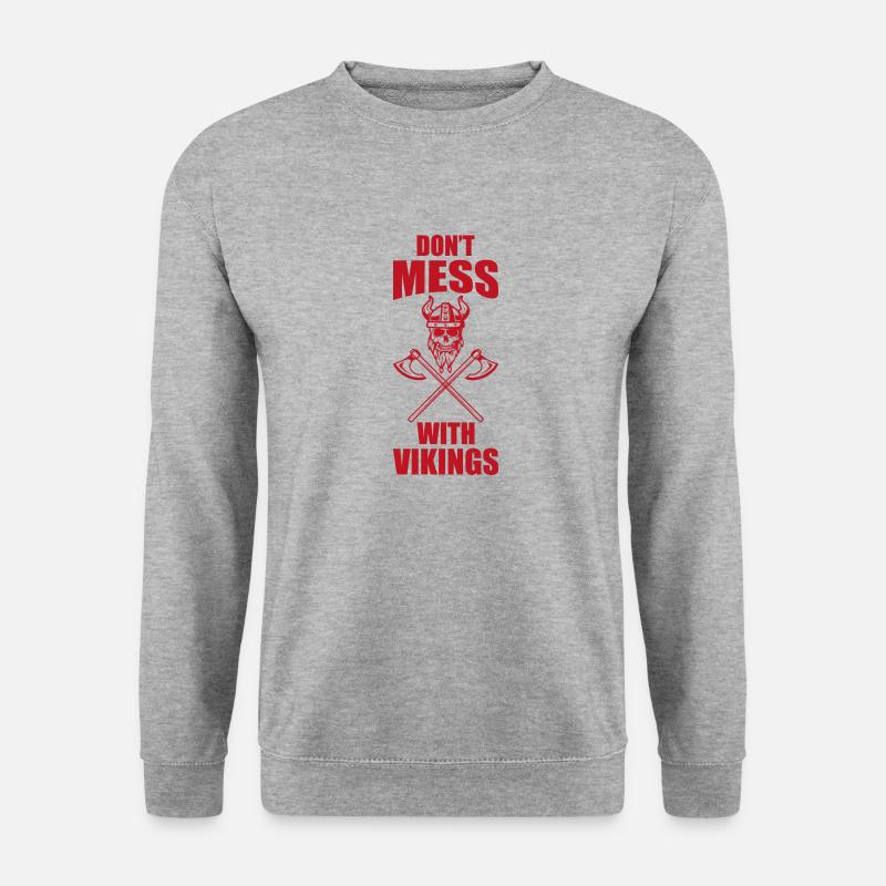 Don't mess with vikings Don't mess with vikings - Unisex Pullover - Weißgrau meliert