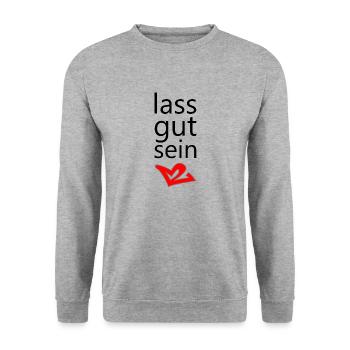 lass gut sein - Unisex Pullover - Weißgrau meliert - Vorne - Alina (178cm) & Michal (187cm)