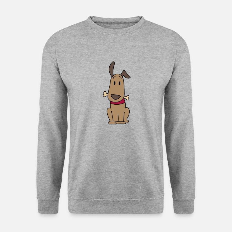 Hund mit Knochen - Unisex Pullover - Weißgrau meliert