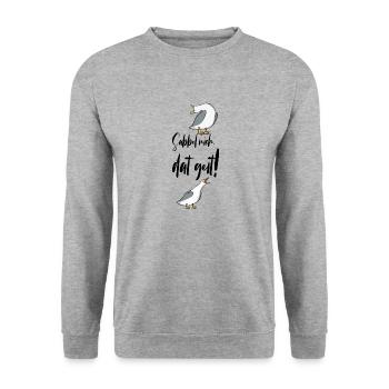 Sabbel nich dat geit - Unisex Pullover - Weißgrau meliert - Vorne - Alina (178cm) & Michal (187cm)
