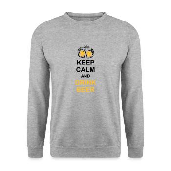 Boire de la bière Garder son calme - Sweat-shirt Unisexe - gris chiné - Devant - Alina (178cm) & Michal (187cm)