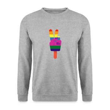 Popsicles Peace Sign Peace Rainbow - Unisex Sweatshirt - salt & pepper - Front - Alina (178cm) & Michal (187cm)