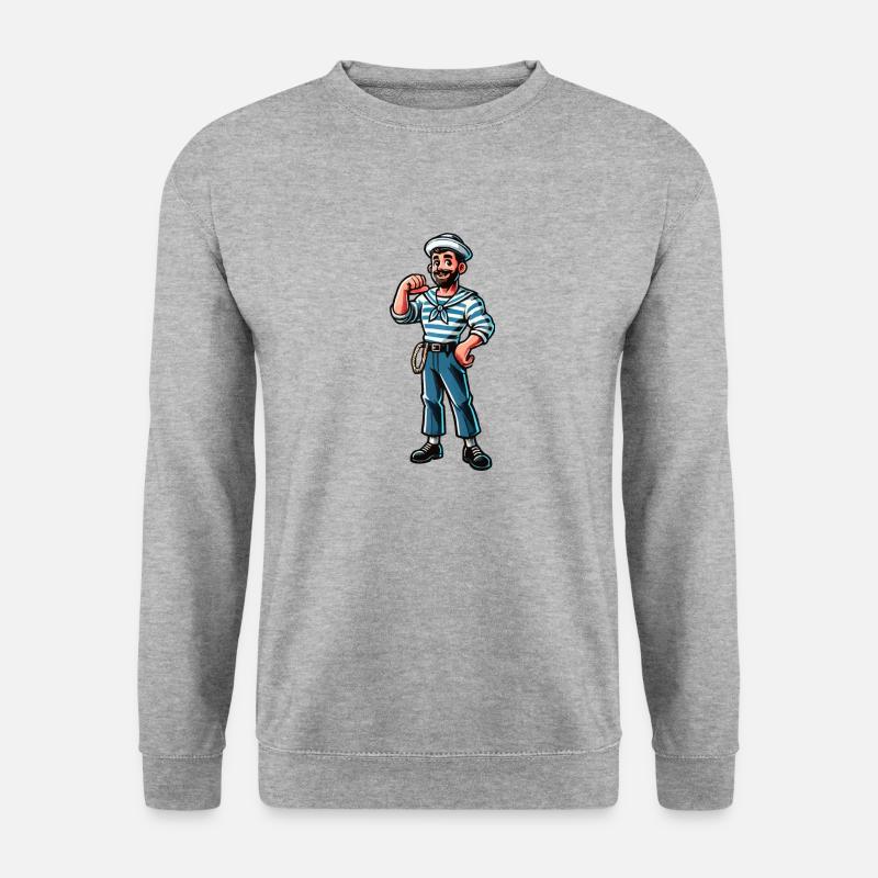 Seemann Kapitän - Unisex Pullover - Weißgrau meliert