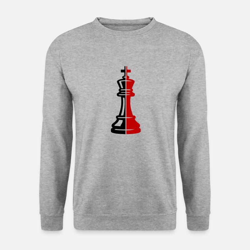 Schach König Figur - Unisex Pullover - Weißgrau meliert