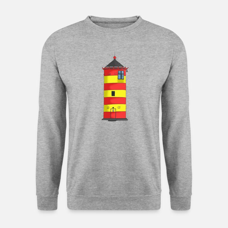 Leuchtturm Pilsum - Unisex Pullover - Weißgrau meliert