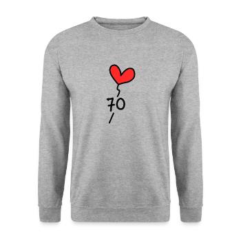 70. 70 ANS. 70e ANNIVERSAIRE. ANNIVERSAIRE 70 ANS. - Sweat-shirt Unisexe - gris chiné - Devant - Alina (178cm) & Michal (187cm)