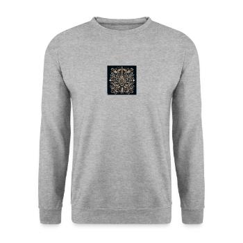 Mandala Motiv mit Messer - Unisex Pullover - Weißgrau meliert - Vorne - Alina (178cm) & Michal (187cm)