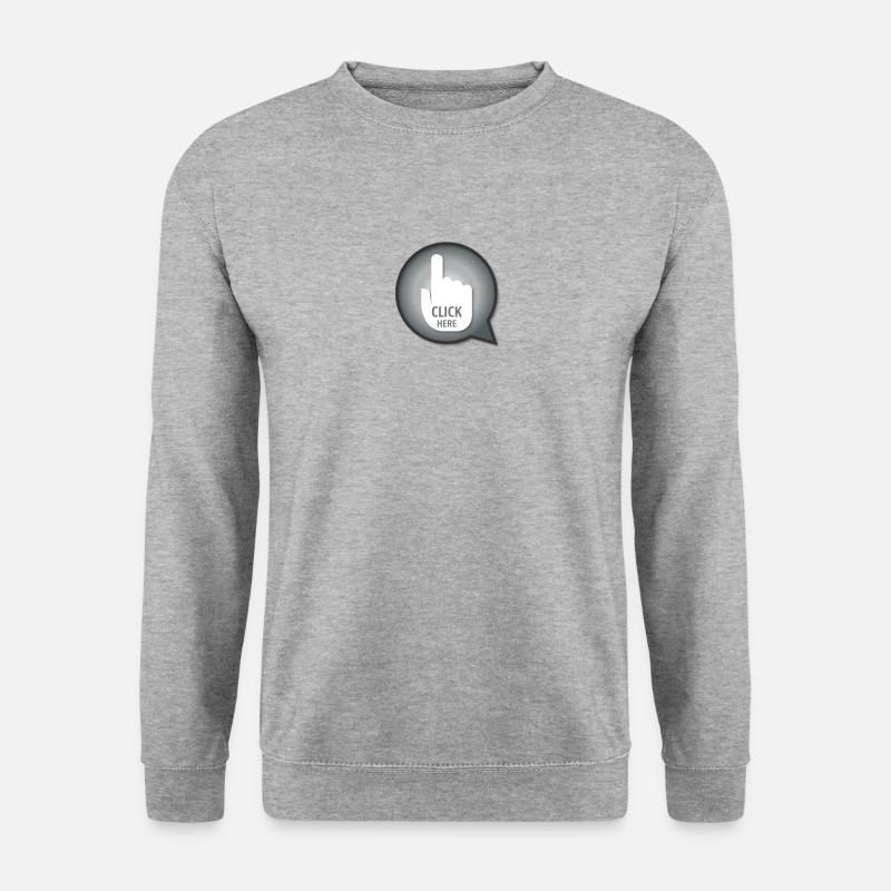 CLICK HERE - Unisex Pullover - Weißgrau meliert