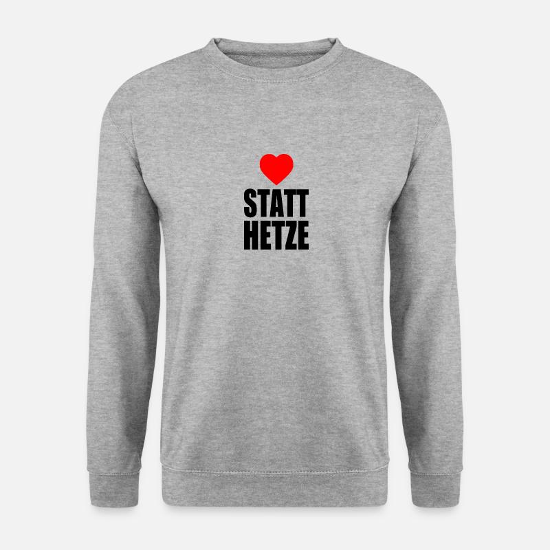 Herz statt hetze - Unisex Pullover - Weißgrau meliert