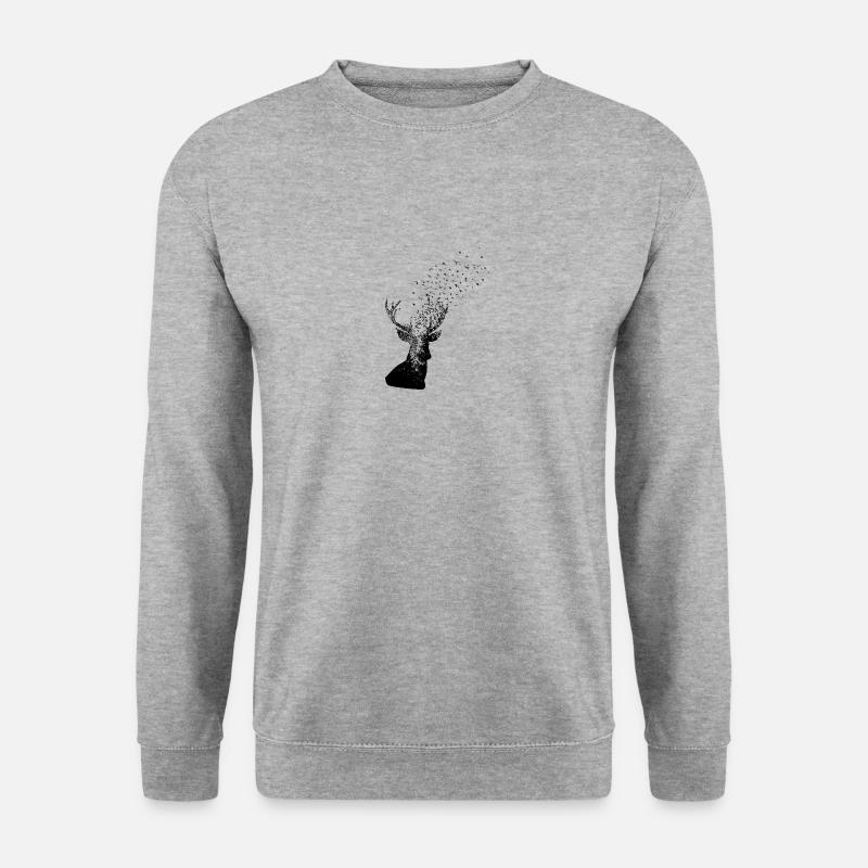 Hirsch Silhouette - Unisex Pullover - Weißgrau meliert