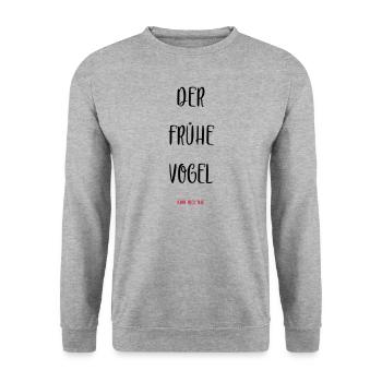 Der frühe Vogel kann mich mal. - Unisex Pullover - Weißgrau meliert - Vorne - Alina (178cm) & Michal (187cm)