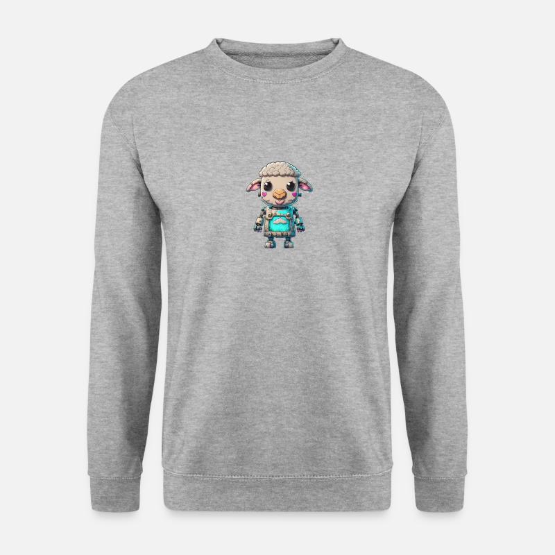 Roboter Schaf - Unisex Pullover - Weißgrau meliert